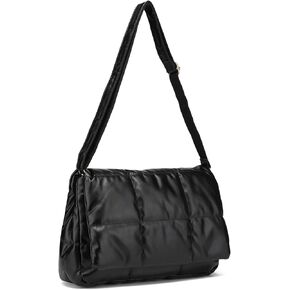 I IHAYNER Quilted Puffy Crossbody Bag for Women Soft Leather Puffer Messenger Bag Shoulder Handbag Purse
