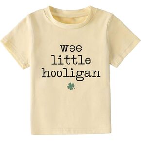 Kids St. Patrick's Day Short Sleeve Shirts Toddler Boys Girls Irish Glasses Shamrock Clover Lucky Love Graphic Tops in Saudi Arabia