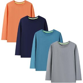 Youth Boys Girls Long Sleeve Active Shirts Dry-Fit Moisture Wicking Athletic Performance T-Shirt Tops