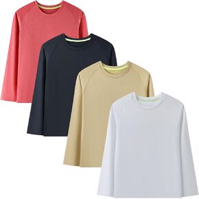 Youth Boys Girls Long Sleeve Active Shirts Dry-Fit Moisture Wicking Athletic Performance T-Shirt Tops