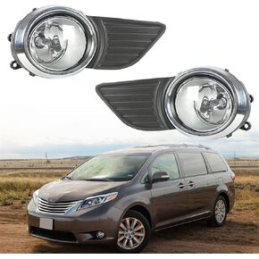 2 قطعة استبدال مجموعة مصابيح الضباب لـ 2011-2017 Toyota Sienna عدسة شفافة مع أسلاك حافة المصد الأمامي تبديل المصابيح اليسار + الجانب الأيمن (جانب الركاب والسائق)