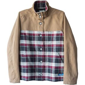 KAVU Highlands Women's Coat - Flannel Jacket Long Sleeve Insulated Button Coat