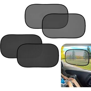 4 PCS Car Window Shades, 20.07In x 12.20In Vehicle Side Window UV Protective Cover, Keep Cool, Full Coverage, Universal Portable Automotive Breathable Mesh Replacement (Black)