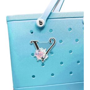 MOZOM Alphabet Charms for Bogg Bag, Letter V Bogg Bag Charms Accessories,Decorative Charm for Beach Tote Bag Rubber Beach Bag