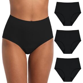 Adult Incontinence Postpartum Underwear for Women Reusable Leakage Protection Absorbency Seamless Brief 3 Pack (3 Brown, L)