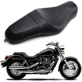 Motorcycle Seats - Front Driver Rear Passenger Two Up Leather Seat Cushion Compatible With Harley Sportster 883 1200 2005-2019 Iron 883 2009-2021 Forty Eight And More (Black Printing)