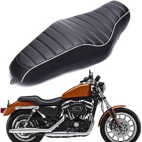 Motorcycle Seats - Front Driver Rear Passenger Two Up Leather Seat Cushion Compatible With Harley Sportster 883 1200 2005-2019 Iron 883 2009-2021 Forty Eight And More (Black Printing) in Saudi Arabia
