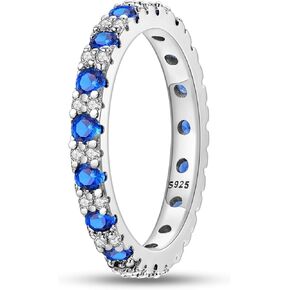 Hapour 925 Sterling Silver Rings for Women, Eternity Stacking Ring CZ Heart Cross Wedding Anniversary Promise Engagement Statement Ring, Animal Cat Flower Bee Daisy Ring Birthday Xmas Gift for Her