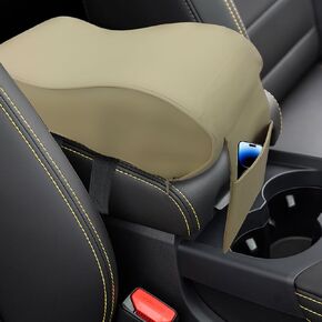 Car Armrest Cushion, Memory Foam Car Center Console Pillow Cushion with Phone Holder Storage Bag, Leather Arm Rest Pillow Cover, Universal Car Armrest Pad Accessories (Black/Red)