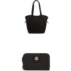 Bradley Vera Glenna Satchel Purse, Black-Recycled CottonVera Cotton Turnlock Wallet with RFID Protection, Black