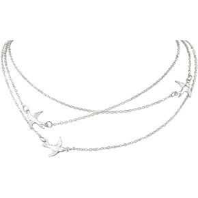 Gzrlyf Three Little Birds Necklace Multilayer Choker Necklaces for Women