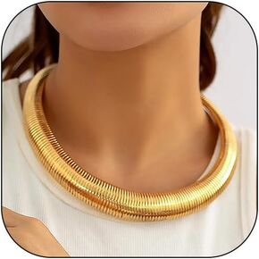 Chunky Gold Necklace Statement Necklace for Women Dainty Gold Choker Necklace Open Cuff Necklace Gold Chunky Necklaces Charm Punk Thick Necklace Accessories Trendy Stuff
