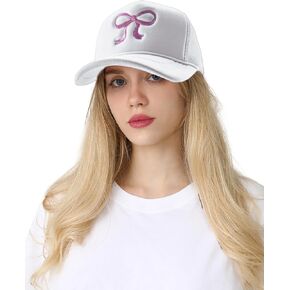 قبعة سائق الشاحنة المطرزة على شكل فيونكة للسيدات، قبعة بيسبول شبكية عصرية قابلة للتعديل، قبعة صيفية بحبل للفتيات in Kuwait