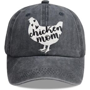 HHNLB Chicken Mom Hat, Chicken Gifts for Women Girls, Farm Hen Adjustable Cotton Embroidered Baseball Cap
