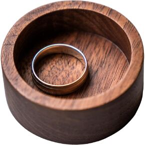 Walnut Wood Ring Tray | Mini Round Hardwood Ring Holder | Micro Round Jewelry Dish