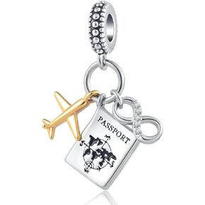 NanMuc Vacation Travel Series Passport Airplane Charm Compatible with Pandora Charms Bracelets Necklace Holiday Jewelry Gift