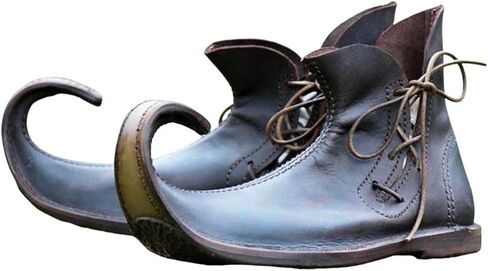 Medieval-Style Leather Poulaine Shoes with Pointed Toe in Saudi Arabia