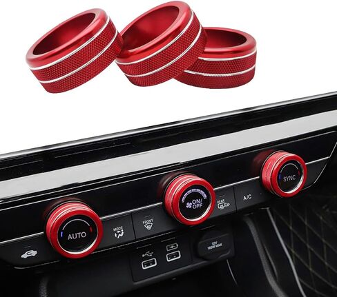 for Honda CRV HRV Accord 2023 2024 for 2022-2024 Civic Center Console AC Knobs Air Conditioning Switch Ring, Red 3pcs in Saudi Arabia