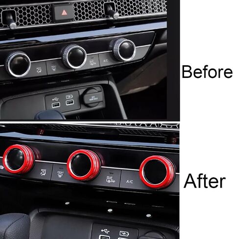 for Honda CRV HRV Accord 2023 2024 for 2022-2024 Civic Center Console AC Knobs Air Conditioning Switch Ring, Red 3pcs in Saudi Arabia