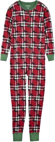 Adult Union Suit One-Piece - Holiday Moose on Plaid in Saudi Arabia