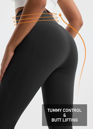 Women's 27" High Waisted Hiking Leggings with Zipper Pockets Tummy Control Workout Running Yoga Cargo Pants in Kuwait