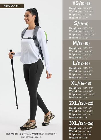 Women's 27" High Waisted Hiking Leggings with Zipper Pockets Tummy Control Workout Running Yoga Cargo Pants in Kuwait