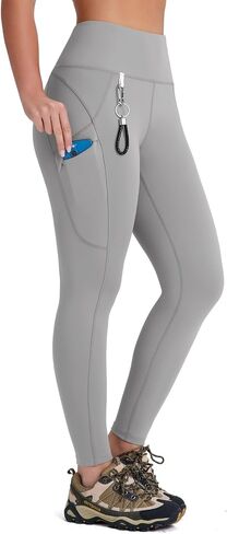 Women's 27" High Waisted Hiking Leggings with Zipper Pockets Tummy Control Workout Running Yoga Cargo Pants in Kuwait