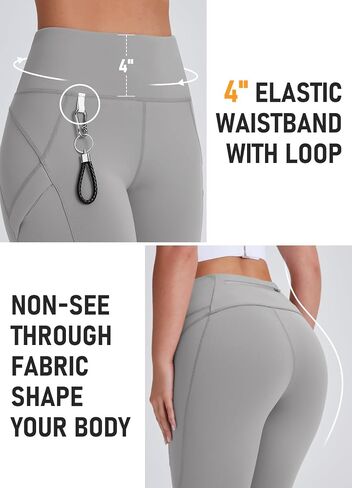 Women's 27" High Waisted Hiking Leggings with Zipper Pockets Tummy Control Workout Running Yoga Cargo Pants in Kuwait