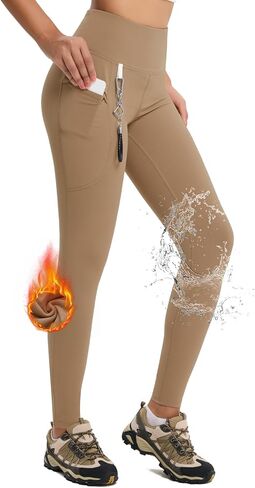 Women's 27" High Waisted Hiking Leggings with Zipper Pockets Tummy Control Workout Running Yoga Cargo Pants in Kuwait