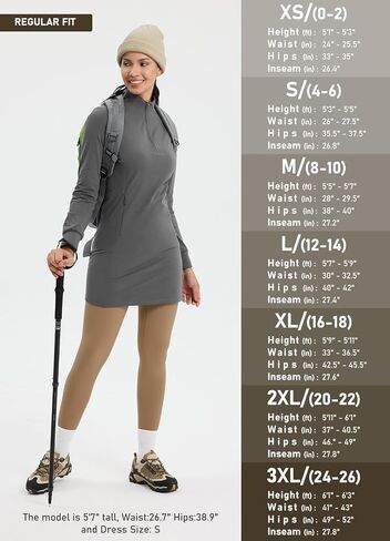 Women's 27" High Waisted Hiking Leggings with Zipper Pockets Tummy Control Workout Running Yoga Cargo Pants in Kuwait