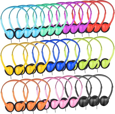 Bulk Classroom Headphones for Students Kids School 15 Pack Wholesale Headphones Class Set with 3.5mm Jack for Chromebook Laptop PC Computer Mixed Colors (A) in Saudi Arabia