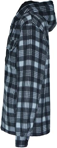 Mens Plaid Sherpa Lined Jacket Zip Up Heavy Fleece Hoodie Flannel Shirt Jacket in Saudi Arabia