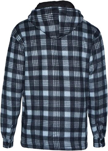 Mens Plaid Sherpa Lined Jacket Zip Up Heavy Fleece Hoodie Flannel Shirt Jacket in Saudi Arabia