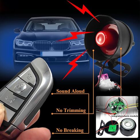 CHADWICK Car Horn Siren Alarm,Universal Car Alarm Security Protection System with 2 Remote Controls,7-Level Sensitivity,12v,Anti-Theft Device,No Thread Trimmin,Non-Destructive Installation (CW-8182) in Kuwait