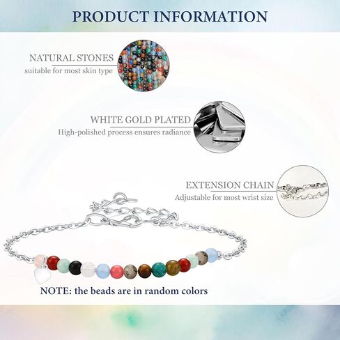 Birthday Gift for 9-16 Year Old, Small Natural Stone Beaded Bracelet Adjustable Heart Charm Bracelet for Daughter Granddaughter Sister Niece Friend on Birthday Graduation with Message Card Gift Box in Kuwait