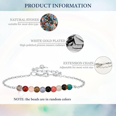 Birthday Gift for 9-16 Year Old, Small Natural Stone Beaded Bracelet Adjustable Heart Charm Bracelet for Daughter Granddaughter Sister Niece Friend on Birthday Graduation with Message Card Gift Box in Kuwait