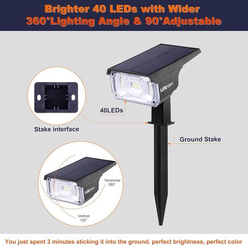 أضواء كاشفة تعمل بالطاقة الشمسية في الهواء الطلق، 40 مصباح LED متغير الألوان RGB للمناظر الطبيعية، أضواء كاشفة متعددة الألوان تعمل بمنفذ USB، 14 لونًا لركوب الدراجات التلقائي للفناء والحديقة، عبوة من قطعتين in Saudi Arabia