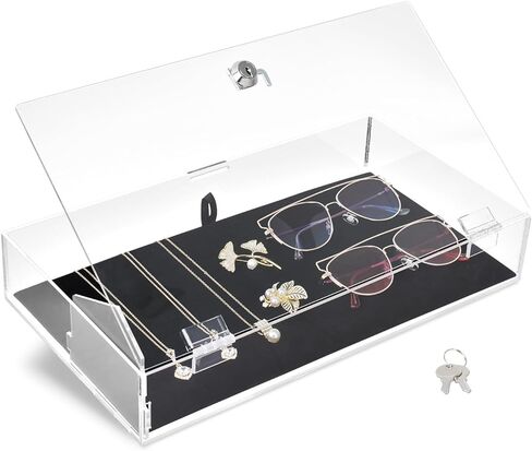 MOOCA Lockable Acrylic Display Cases for Collectibles with a Luxurious Removable Pad, Ideal for Showcasing Collectibles, Watches, Jewelry, Eyewear, and Knives in Kuwait