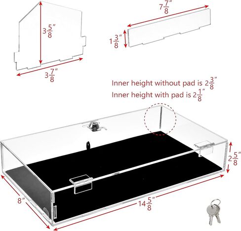 MOOCA Lockable Acrylic Display Cases for Collectibles with a Luxurious Removable Pad, Ideal for Showcasing Collectibles, Watches, Jewelry, Eyewear, and Knives in Kuwait