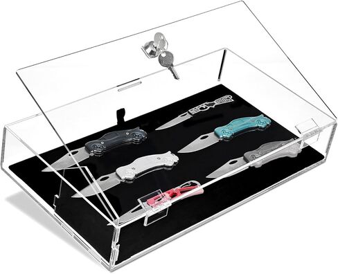 MOOCA Lockable Acrylic Display Cases for Collectibles with a Luxurious Removable Pad, Ideal for Showcasing Collectibles, Watches, Jewelry, Eyewear, and Knives in Kuwait