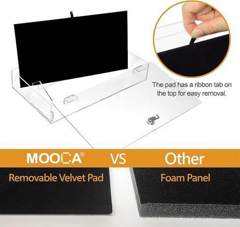 MOOCA Lockable Acrylic Display Cases for Collectibles with a Luxurious Removable Pad, Ideal for Showcasing Collectibles, Watches, Jewelry, Eyewear, and Knives in Kuwait