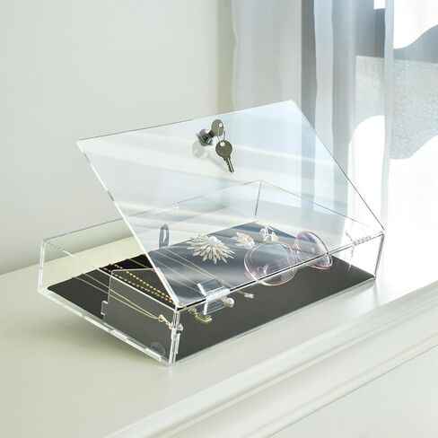 MOOCA Lockable Acrylic Display Cases for Collectibles with a Luxurious Removable Pad, Ideal for Showcasing Collectibles, Watches, Jewelry, Eyewear, and Knives in Kuwait