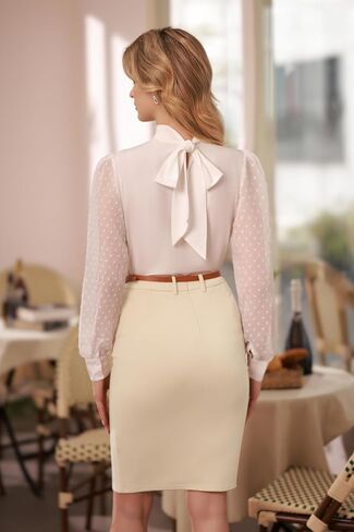 Belle Poque Pencil Skirts for Women Knee Length Vintage High Waist Skirts with Belt 2 Pack in Saudi Arabia