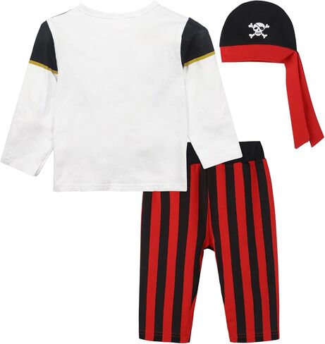 Toddler Pirate Costume for Kid Halloween Dress-up Parties Children's Buccaneer Captain Long Sleeve Clothes in Kuwait
