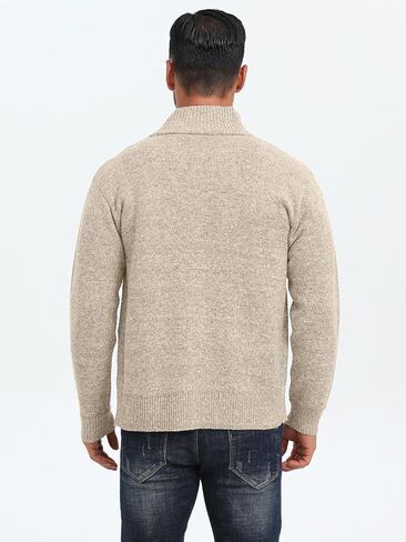 Les umes Mens Knitted Full Zipper Cardigan Fleece Lined Sweater Warm Stand Collar Jumper Coat with Pockets in Kuwait