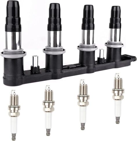 4PCS UF491 Ignition Coils Pack & XP5263 Iridium Spark Plugs Compatible with BUICK CHEVROLET GMC PONTIAC SAAB SATURN 2.0L 2.2L 2.4L L4 Replace#UF645 C1552 12638824 12578244 in Kuwait