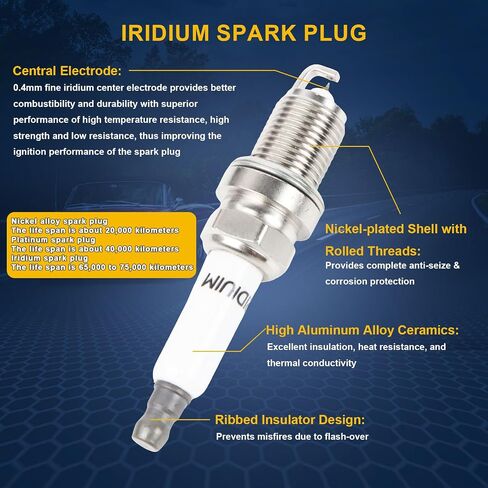 4PCS UF491 Ignition Coils Pack & XP5263 Iridium Spark Plugs Compatible with BUICK CHEVROLET GMC PONTIAC SAAB SATURN 2.0L 2.2L 2.4L L4 Replace#UF645 C1552 12638824 12578244 in Kuwait