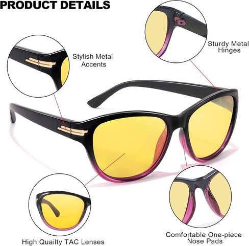 Night Driving Glasses for Women Polarized Yellow Night Vision Glasses Anti Glare IF2317 in Kuwait