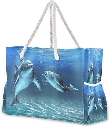 Beach Bag Dolphins Tote Travel Bag luggage bag Grocery Shopping Bag Carry Bag in Kuwait