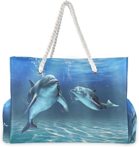 Beach Bag Dolphins Tote Travel Bag luggage bag Grocery Shopping Bag Carry Bag in Kuwait